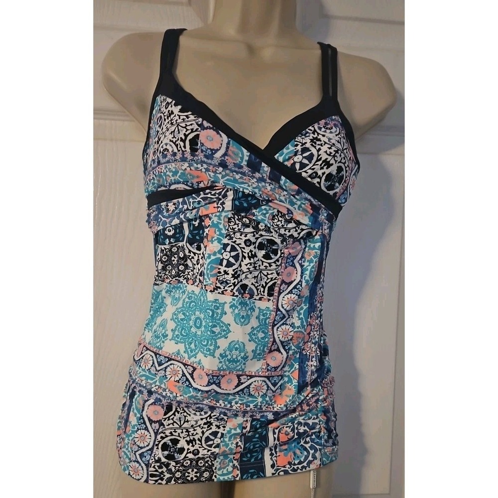 NWT Seafolly Australia Silk Bahama Wrap Singlet Tankini Swim Top Size 6 DD/E